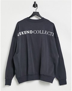 Серый oversized свитшот с логотипом на спинке Asos weekend collective