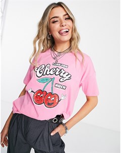 Ярко розовая футболка с принтом I Like You Cherry Much Only