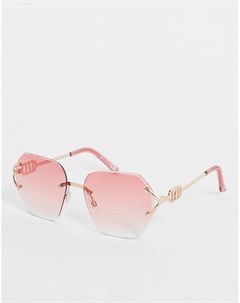 Розовые солнцезащитные очки без оправы в стиле нулевых River island