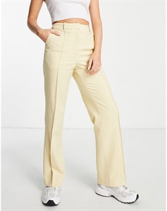Классические брюки с широкими штанинами и завышенной талией желто кремового цвета от комплекта Aligne