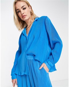 Плиссированная рубашка синего цвета от комплекта Vero moda