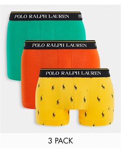 Набор из 3 боксеров брифов зеленого оранжевого желтого цвета со сплошным принтом логотипа в виде нае Polo ralph lauren