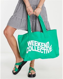Парусиновая сумка тоут зеленого цвета ASOS Weekend Collective Asos design