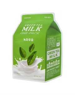 Успокаивающая маска с экстрактом зеленого чая и гамамелиса Green Tea Milk One Pack A'pieu