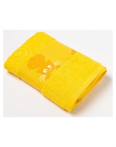 Полотенце махровое с бордюром Кошки цвет жёлтый 30х60см Текстиль центр