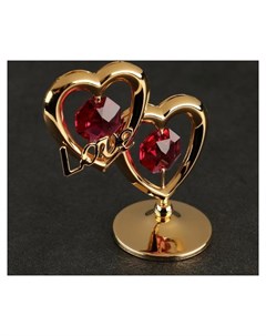 Сувенир сердца мини с красным кристаллом сваровски Swarovski elements