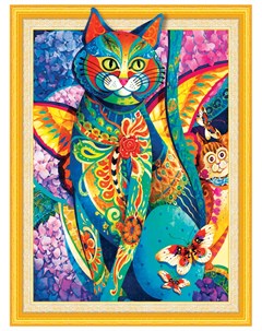 Картина стразами Алмазная мозаика сияющая 40х50 см Восточный кот без подрамника 662450 Остров сокровищ