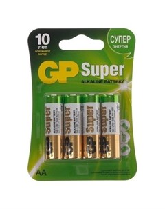 Батарейка алкалиновая GP Super AA Lr6 4bl 1 5в блистер 4 шт Gр