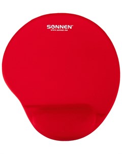 Коврик для мыши с подушкой под запястье полиуретан лайкра 250х220х20 мм красный 513301 Sonnen