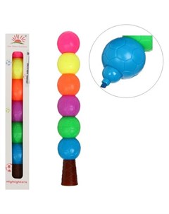 Набор маркеров тестовыделителей 6 штук 6 цветов фигурных мячики скошенных 5мм Calligrata