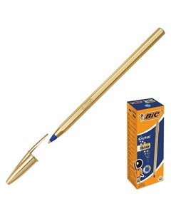 Ручка шариковая чернила синие 1 0 мм среднее письмо золотой корпус Cristal Gold Bic