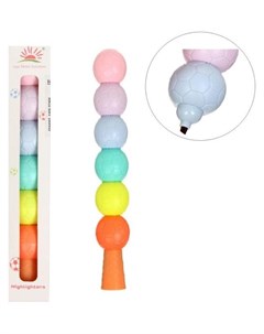 Набор маркеров тестовыделителей 6 штук 6 цветов фигурных мячики пастель скошенных 5мм Calligrata