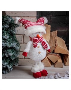 Кукла интерьерная Снеговик в красной шапочке 43 см Nnb