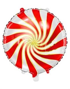 Шар фольгированный 18 Леденец круг цвет красный Party deco