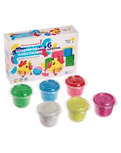 Набор для детской лепки Шариковый пластилин 6 цветов незастывающий Genio kids