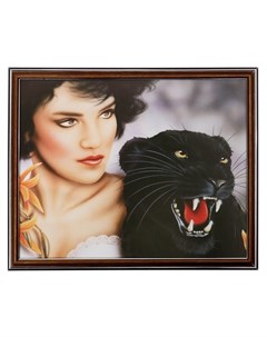 Картина Девушка с ягуаром 35х28 38х31 см Nnb