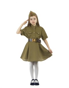 Карнавальный костюм военного платье с коротким рукавом пилотка р 30 рост 110 116 см Страна карнавалия