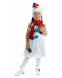 Детский карнавальный костюм Снеговик с красной заплаткой велюр рост 98 см цвет белый Страна карнавалия