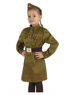Карнавальный костюм для девочки Военный платье ремень пилотка рост 92 104 см Страна карнавалия