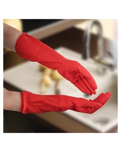 Перчатки хозяйственные латексные размер M длинные манжеты 80 гр цвет красный Доляна