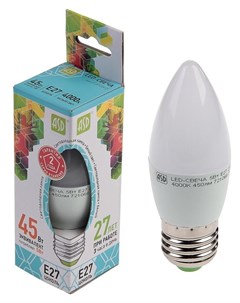 Лампа светодиодная Led свеча standard е27 5 Вт 230 В 4000 К 450 Лм Asd