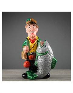 Копилка Рыбак глянец разноцветная 30 см Керамика ручной работы