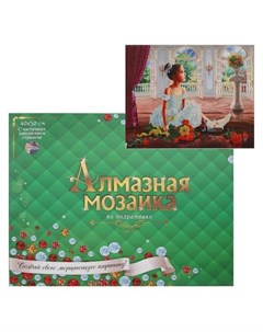 Алмазная мозаика 40х50 C подрамником с частичным заполнением 27 цветов Милая балерина с цветами Рыжий кот (red cat toys)