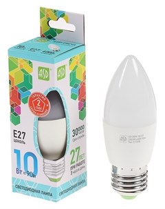 Лампа светодиодная Led свеча standard е27 10 Вт 230 В 4000 К 900 Лм Asd