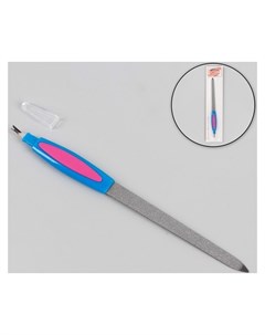 Пилка триммер металлическая для ногтей прорезиненная ручка 19 см цвет голубой розовый Queen fair