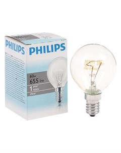 Лампа накаливания Stan P45 60 Вт E14 2700 К 230 В прозрачная Philips