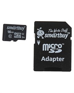 Карта памяти Microsd 16 Гб Sdhc класс 10 с адаптером SD Smartbuy