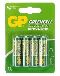 Батарейка солевая GP Greencell Extra Heavy Duty AA R6 4bl 1 5в блистер 4 шт Gр