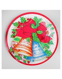 Тарелка бумажная Праздничные колокольчики набор 6 шт Страна карнавалия