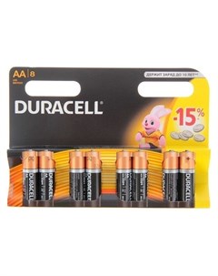Батарейка алкалиновая Basic AA Lr6 8bl 1 5в блистер 8 шт Duracell