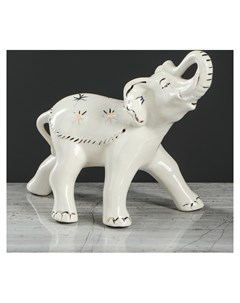 Сувенир статуэтка Слон белый 19 см Керамика ручной работы