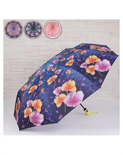 Зонт полуавтоматический Цветы 3 сложения 9 спиц R 50 Yuzont