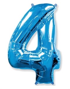 Шар фольгированный 40 Цифра 4 цвет голубой Flexmetal