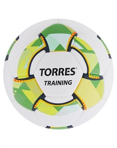 Мяч футбольный Training размер 4 32 панели PU 4 подкладочных слоя ручная сшивка цвет белый зелёный Torres