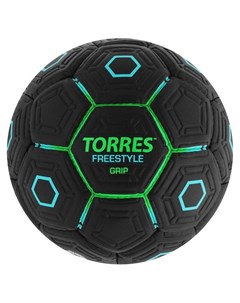 Мяч футбольный Freestyle Grip размер 5 32 панели PU ручная сшивка цвет чёрный зелёный голубой Torres