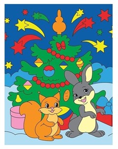 Алмазная мозаика 17 22 см с подрамником с полным заполнением 14 цв Новогодние зверята у ёлки Рыжий кот (red cat toys)