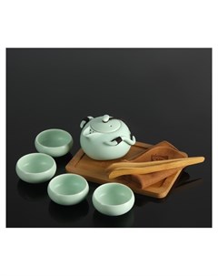 Набор для чайной церемонии Тясицу 8 предметов чайник 4 чашки щипцы салфеточка подставка Nnb