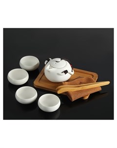 Набор для чайной церемонии Тясицу 8 предметов чайник 120 мл 4 чашки 50 мл щипцы салфеточка подставка Nnb