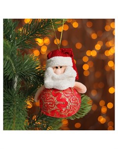 Мягкая игрушка подвеска Дед Мороз и Снеговик в зелёном шарфе Кнр