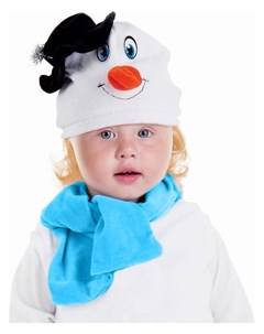 Набор Снеговик в черной шляпке шапка шарф размер 51 55 велюр Nnb