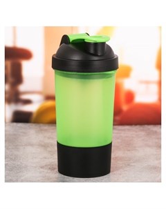 Шейкер спортивный с чашей под протеин цвет чёрный зелёный 500 мл Nnb