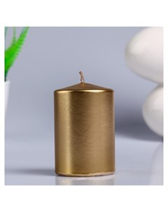 Свеча цилиндр парафиновая лакированная золотой металлик 5 6 8 см Nnb