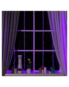 Гирлянда Водопад 2 х 1 5 м Ip20 прозрачная нить 400 Led свечение фиолетовое 8 режимов 220 В Luazon home