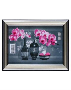 Картина Розовые орхидеи на сером 13х18 16х21 см Nnb