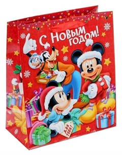 Пакет подарочный ламинированный С новым годом микки маус и его друзья 23 х 27 х 8 см Disney