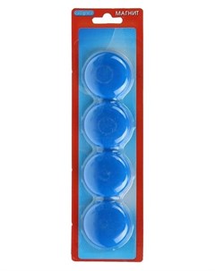 Магниты для доски D 4 см набор 4 штуки на блистере синие Calligrata